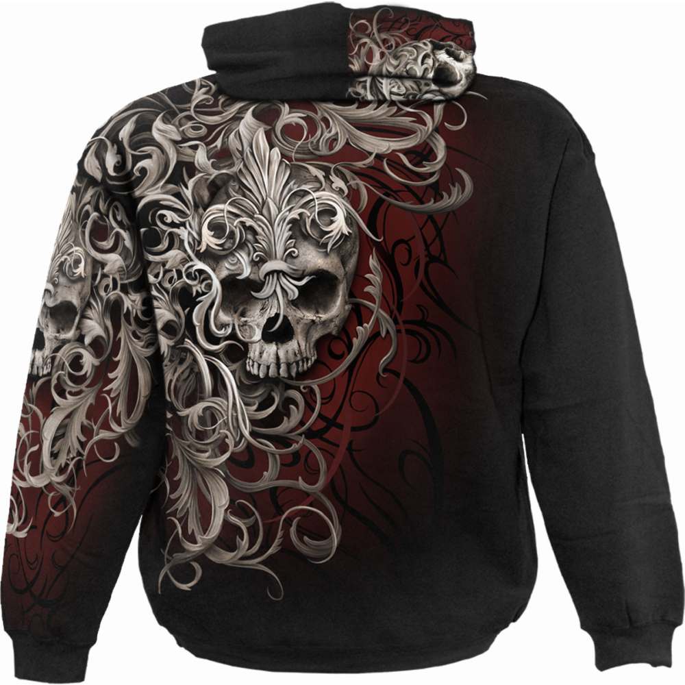 Spiral - SKULL SHOULDER WRAP Hoodie - Black